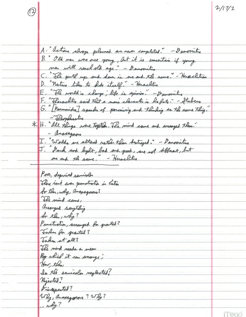 Top half: the ideas of great philosophers. Bottom half: my poem about semicolons.