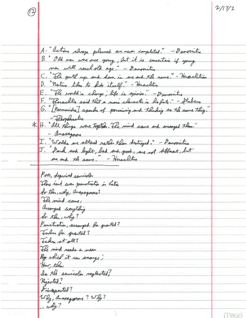 Top half: the ideas of great philosophers. Bottom half: my poem about semicolons.